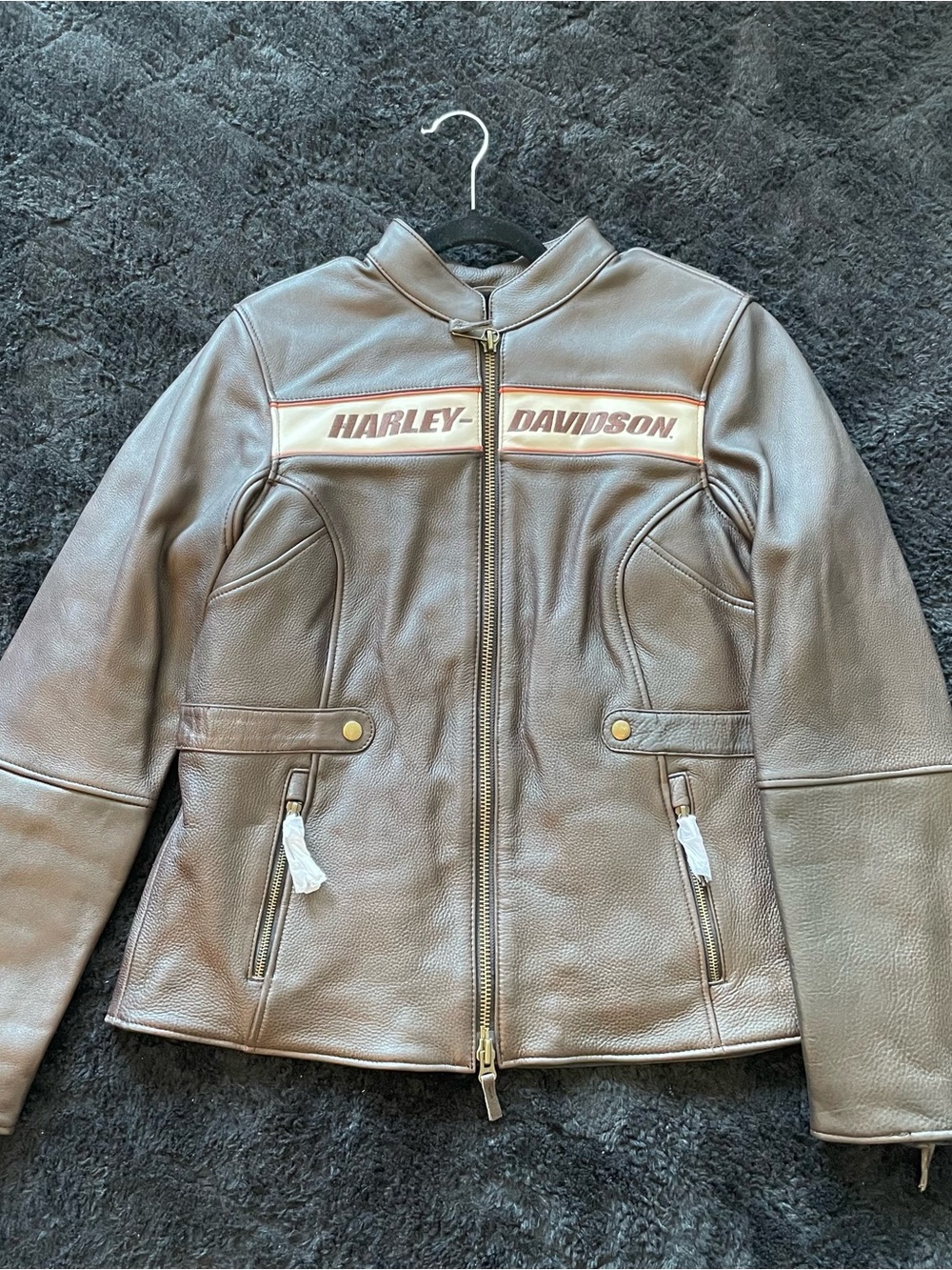 NWT Harley-Davidson Women's Victory Lane Heavyweight Leather Jacket Java Brown